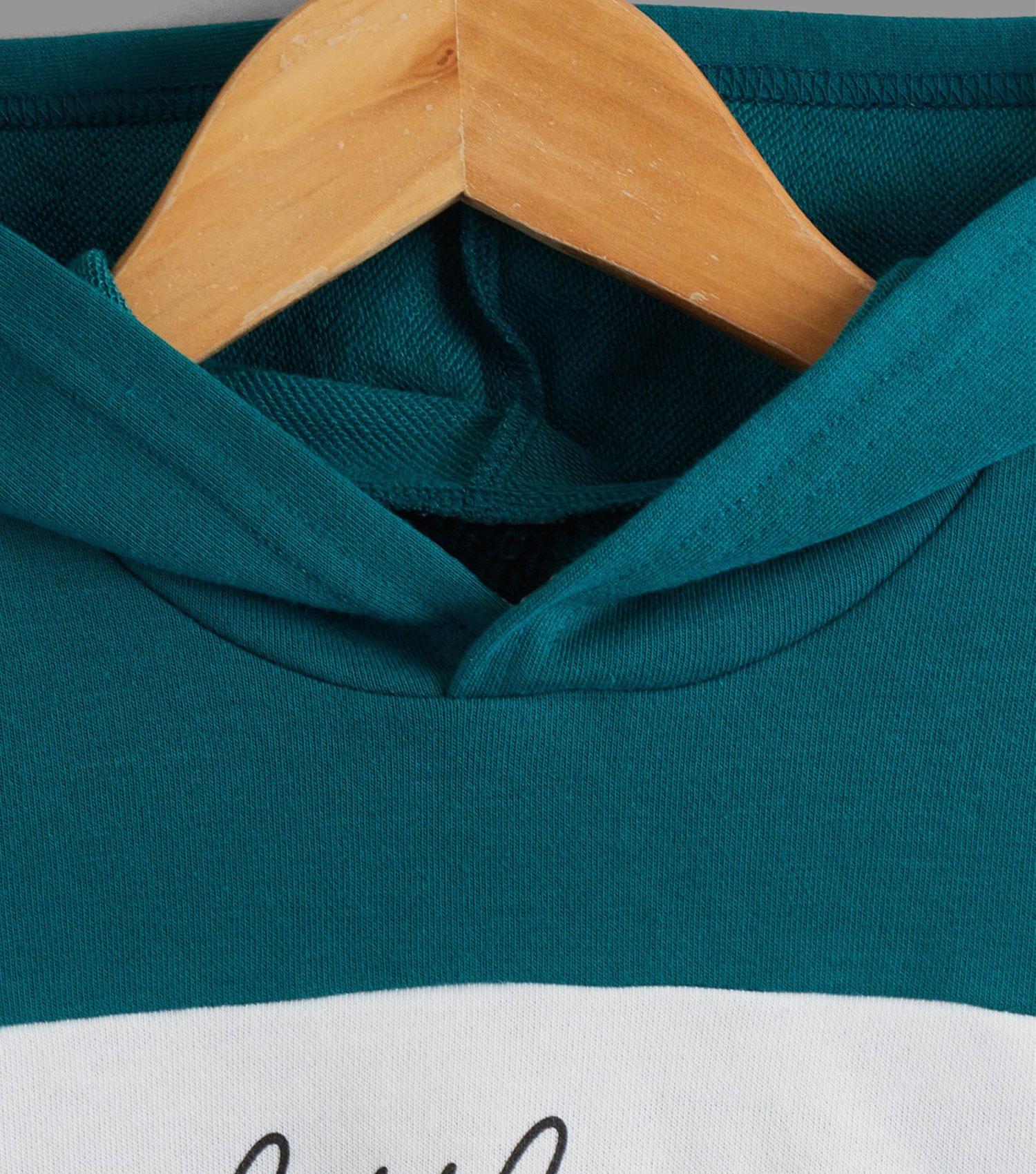 Boys Colorblock Fullsleeve Hooded Dark Green Sweatshirt