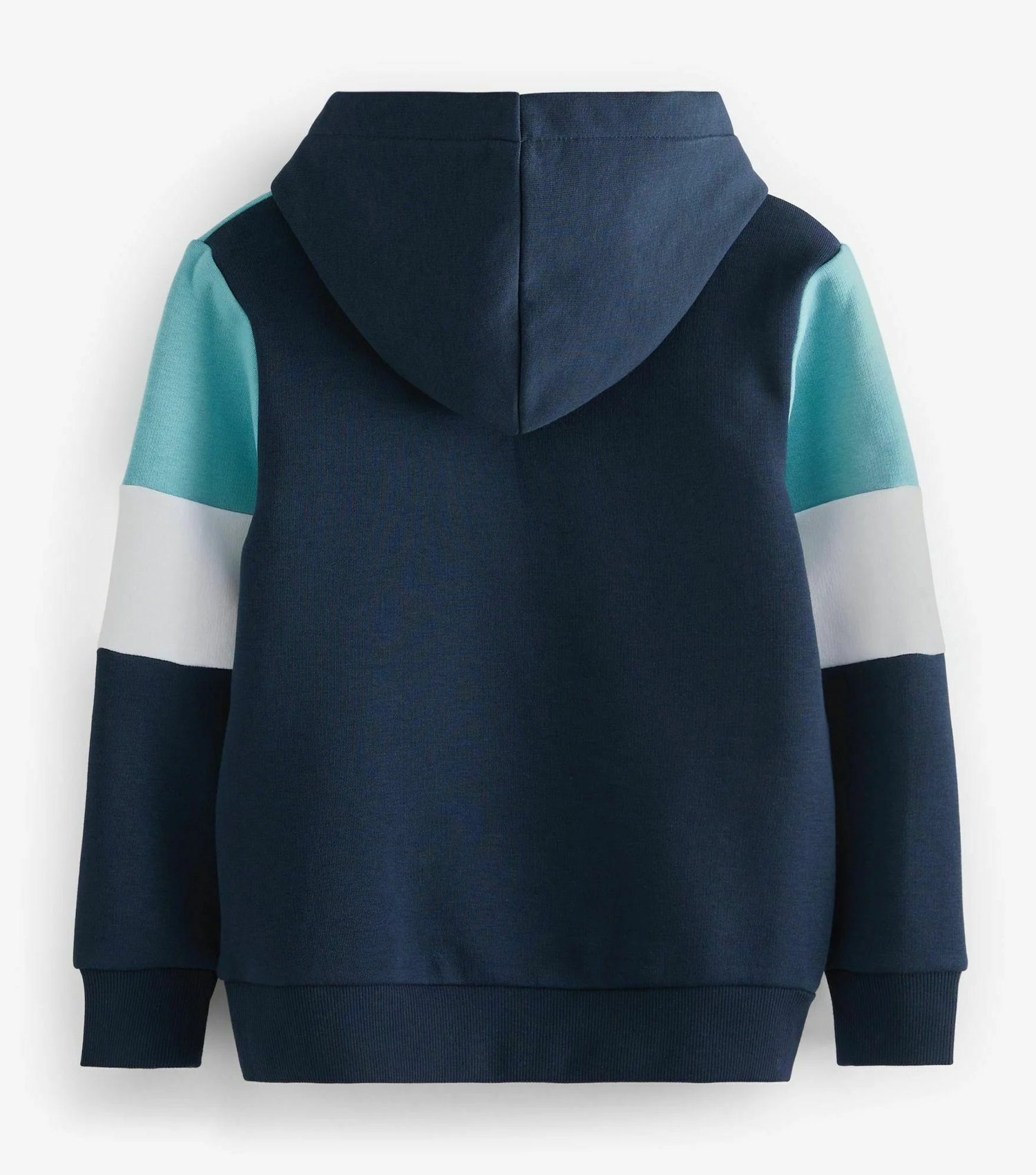 Boys Colorblock Fullsleeve Hooded Lite Blue Sweatshirt