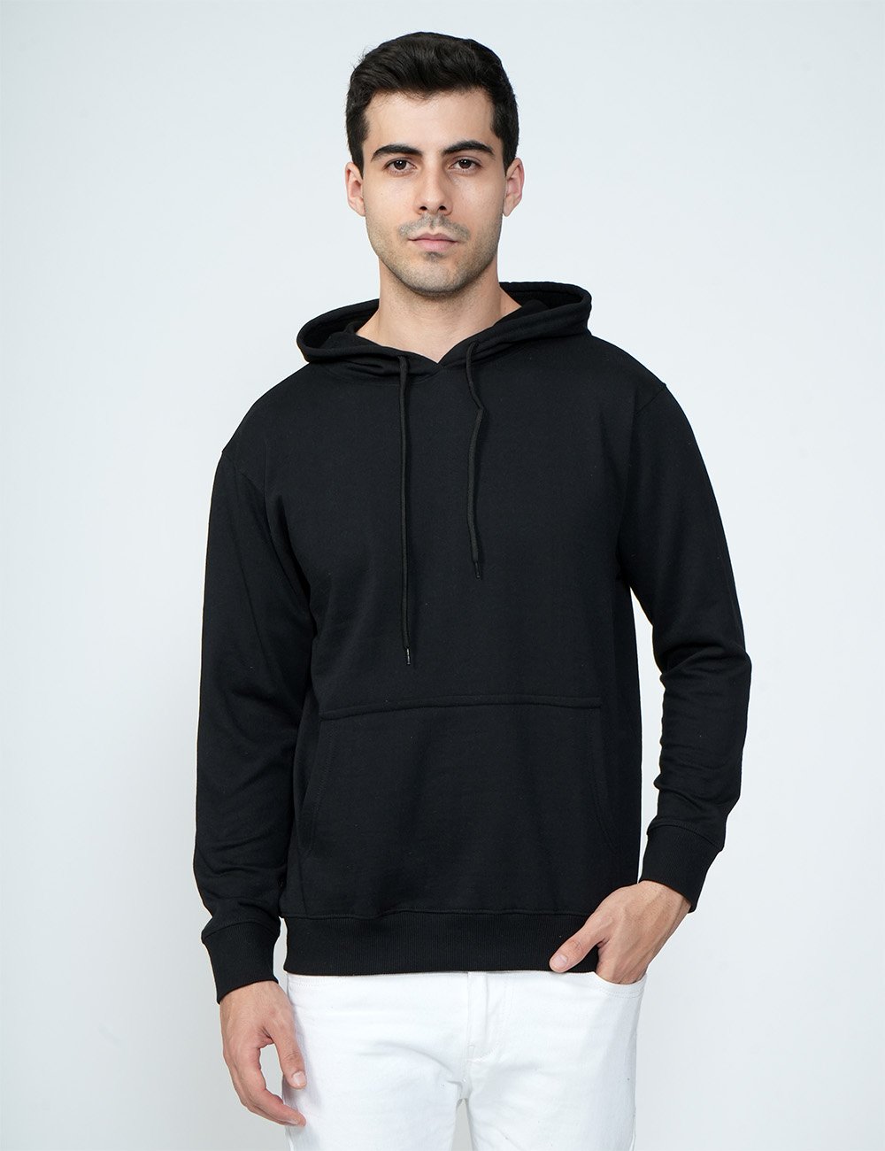 Being Wanted Men's Fullsleeve Hooded Black Cotton Sweatshirt