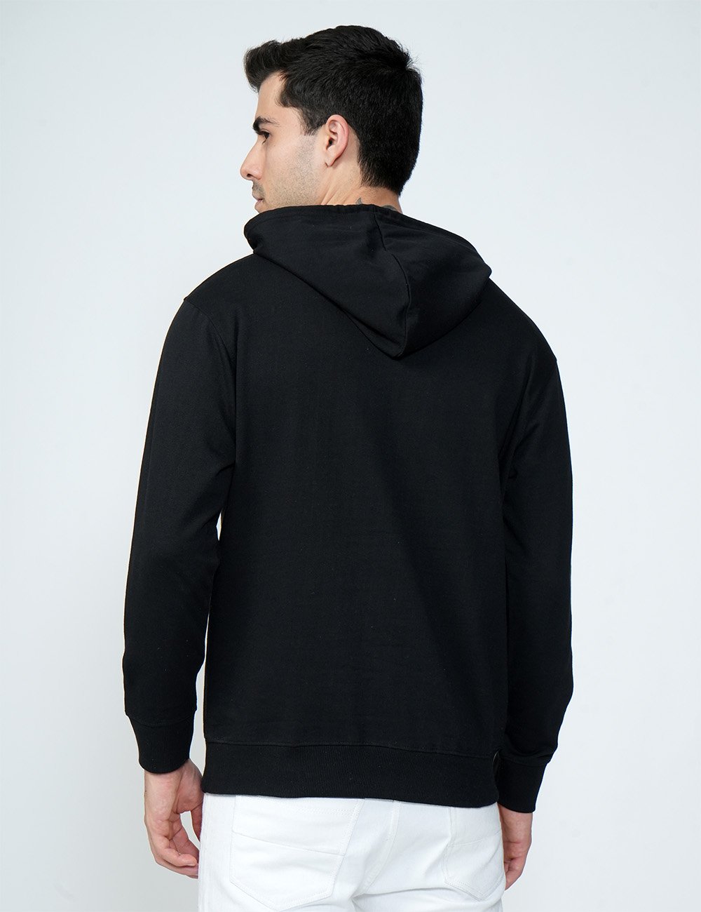 Being Wanted Men's Fullsleeve Hooded Black Cotton Sweatshirt