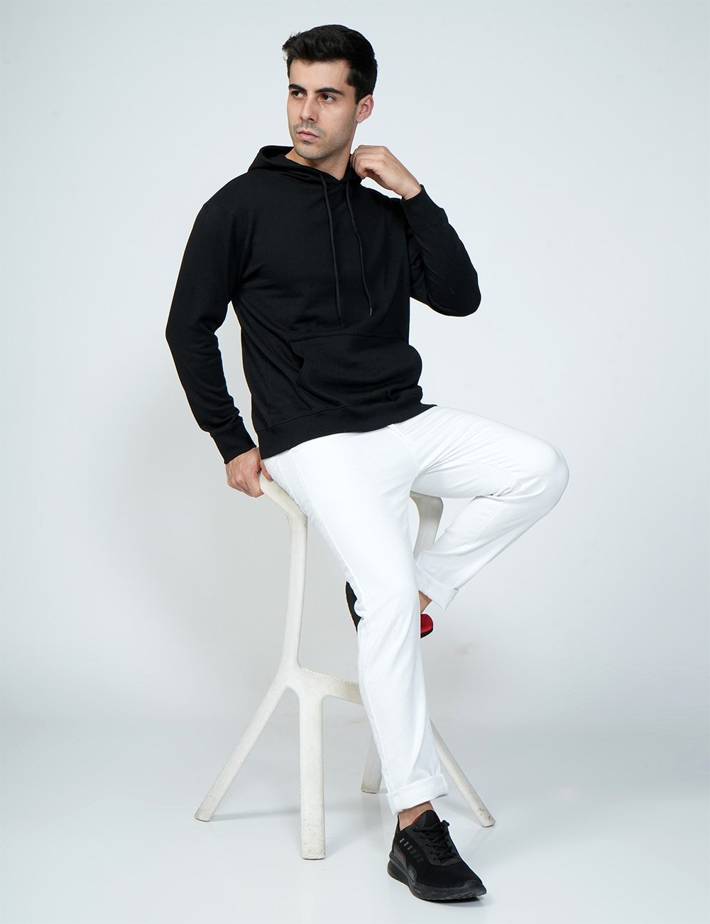 Being Wanted Men's Fullsleeve Hooded Black Cotton Sweatshirt