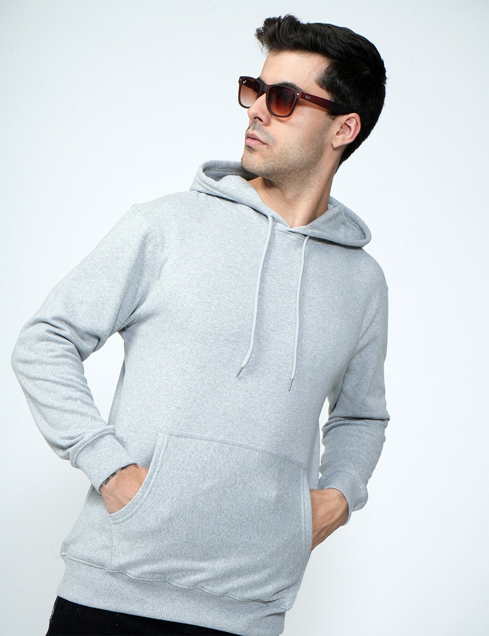 Being Wanted Men's Fullsleeve Hooded Grey Cotton Sweatshirt