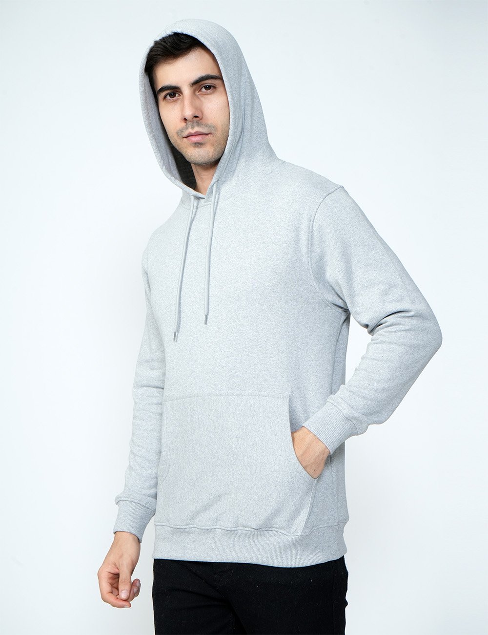 Being Wanted Men's Fullsleeve Hooded Grey Cotton Sweatshirt