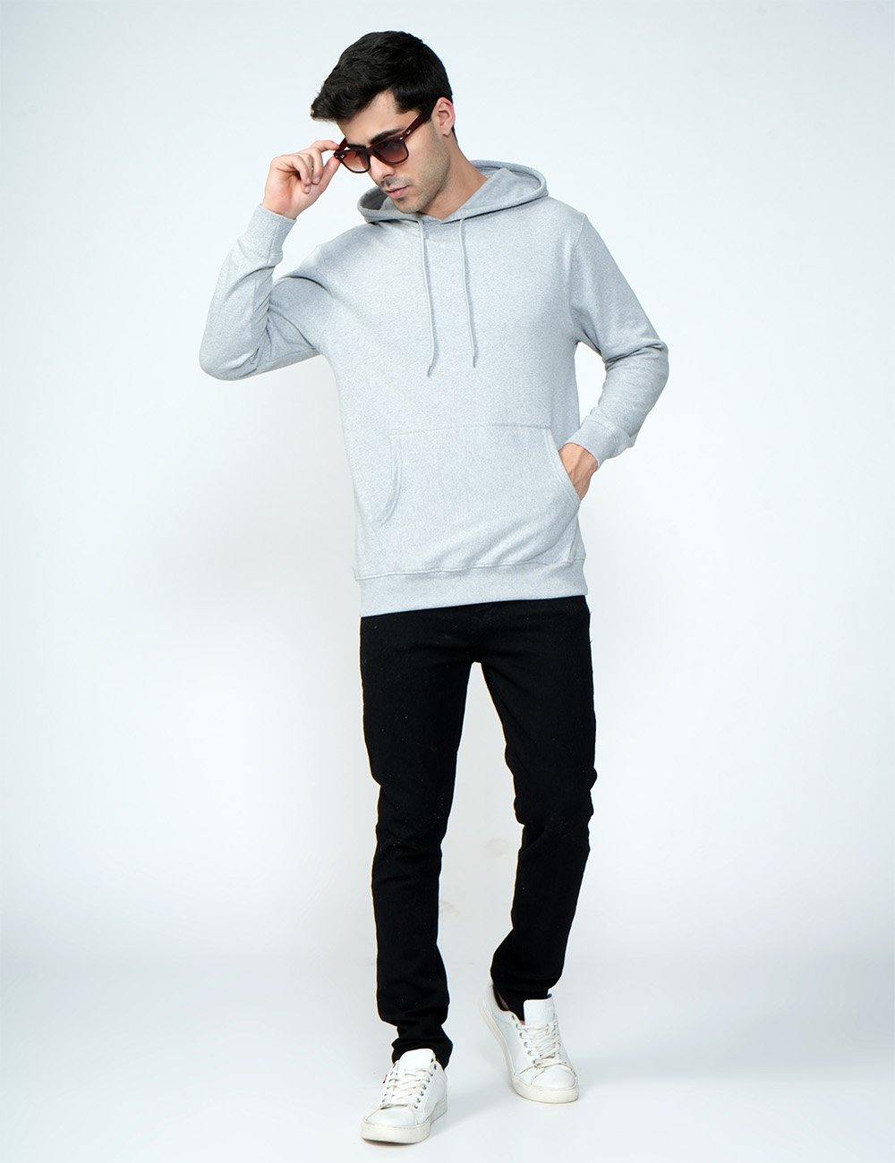 Being Wanted Men's Fullsleeve Hooded Grey Cotton Sweatshirt