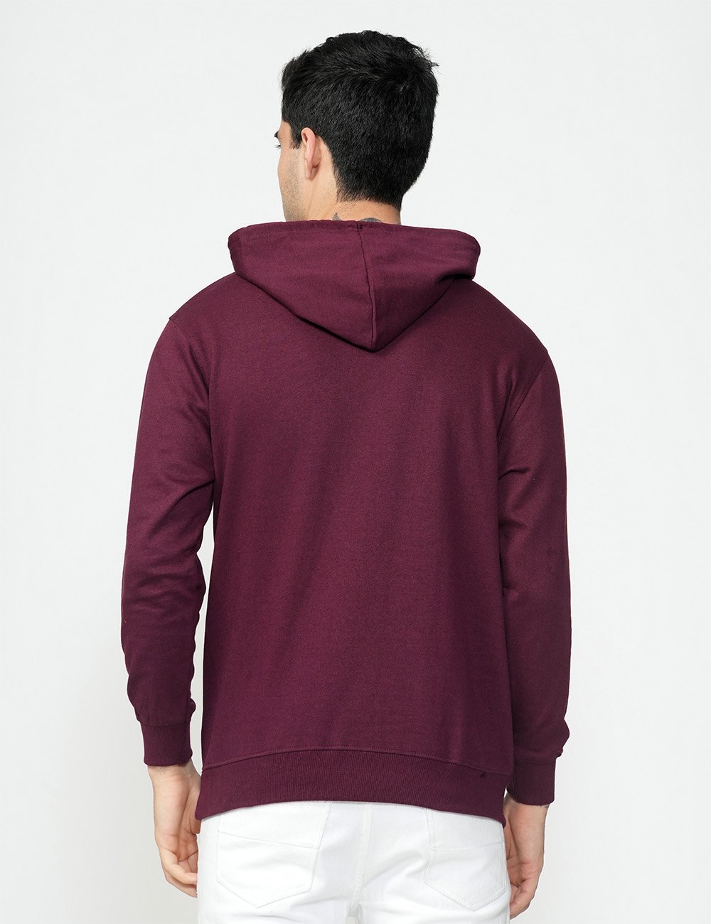 Being Wanted Men's Fullsleeve Hooded Maroon Cotton Sweatshirt