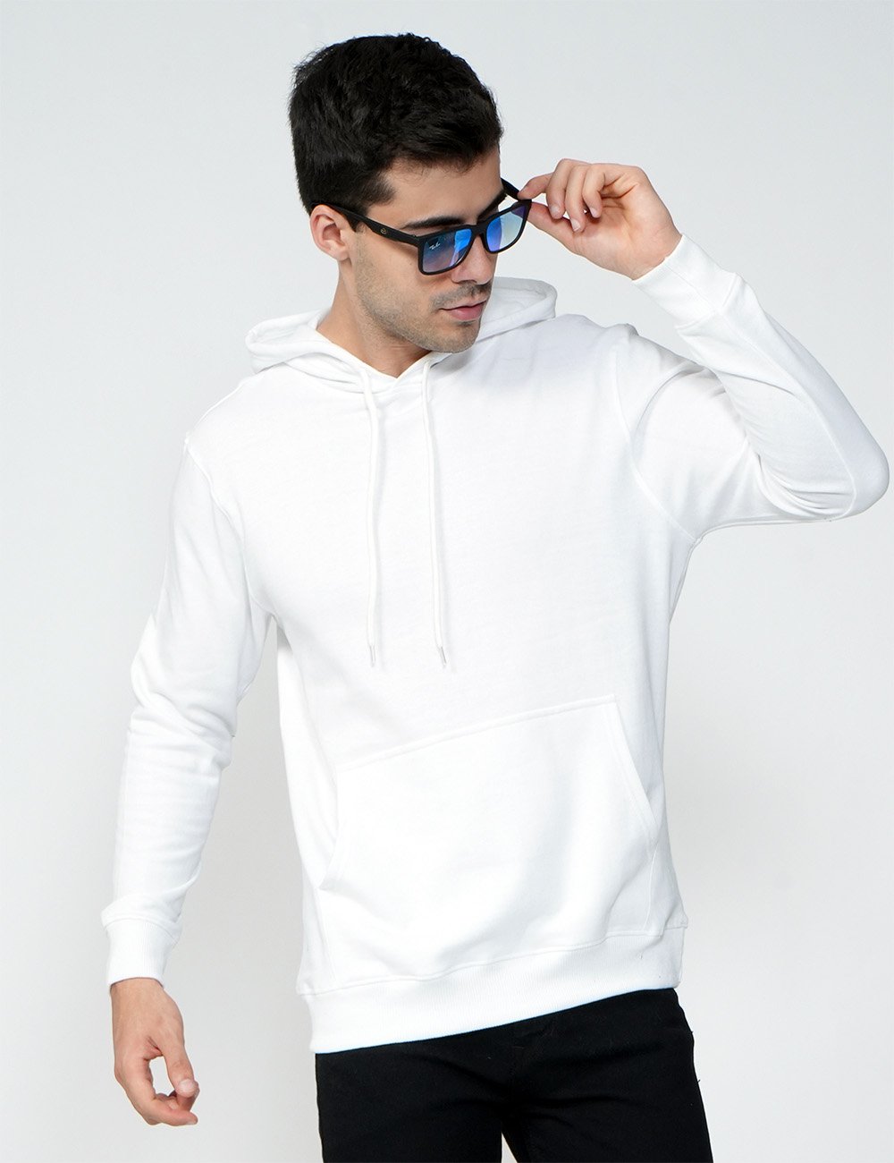 Being Wanted Men's Fullsleeve Hooded White Cotton Sweatshirt