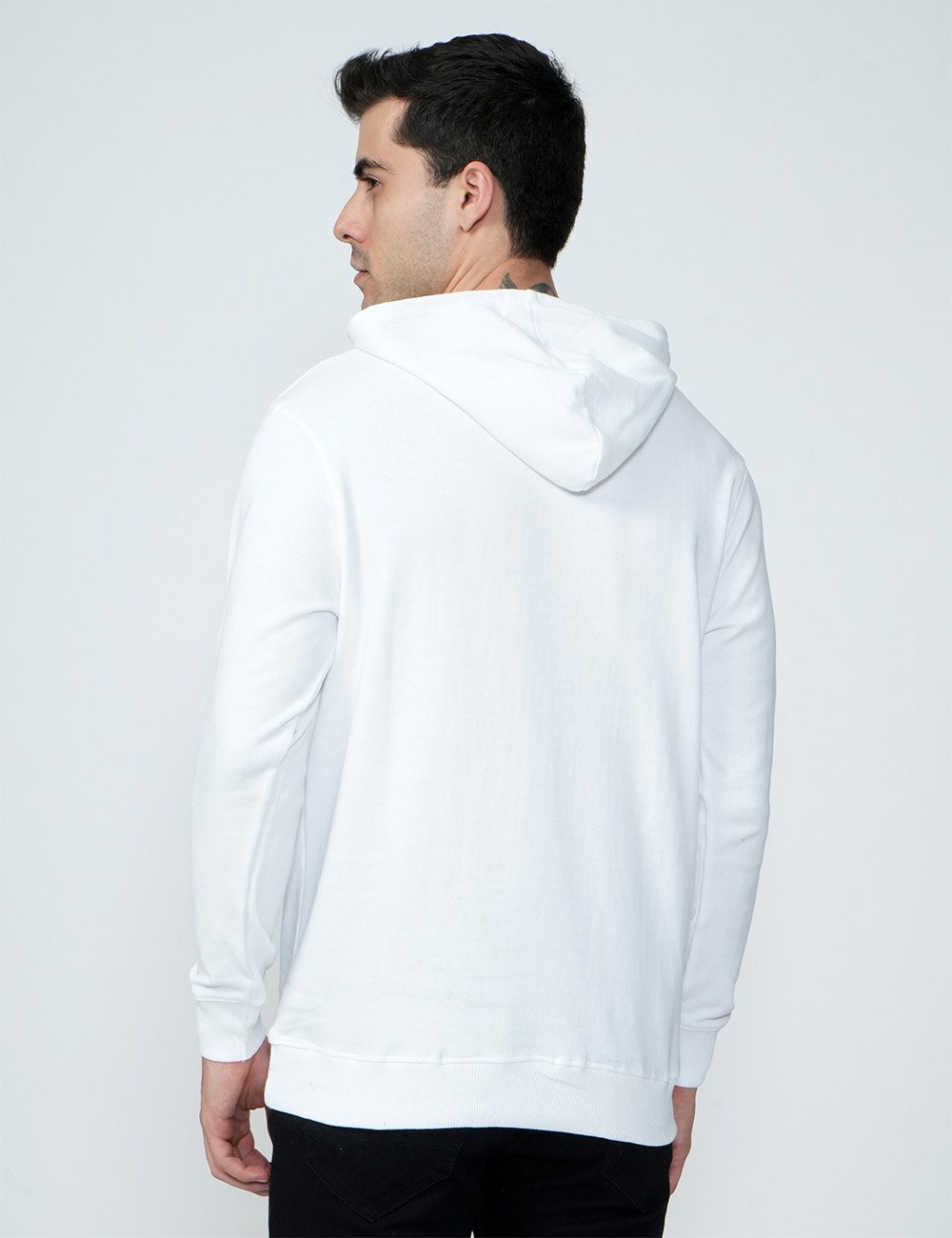 Being Wanted Men's Fullsleeve Hooded White Cotton Sweatshirt