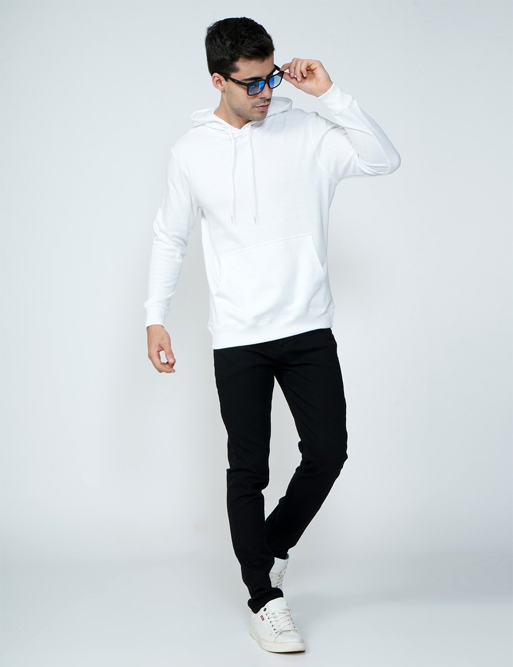 Being Wanted Men's Fullsleeve Hooded White Cotton Sweatshirt