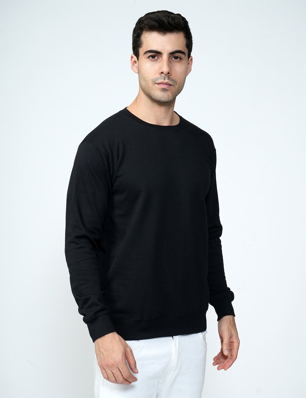 Being Wanted Men's Fullsleeve Round Neck Black Cotton Sweatshirt