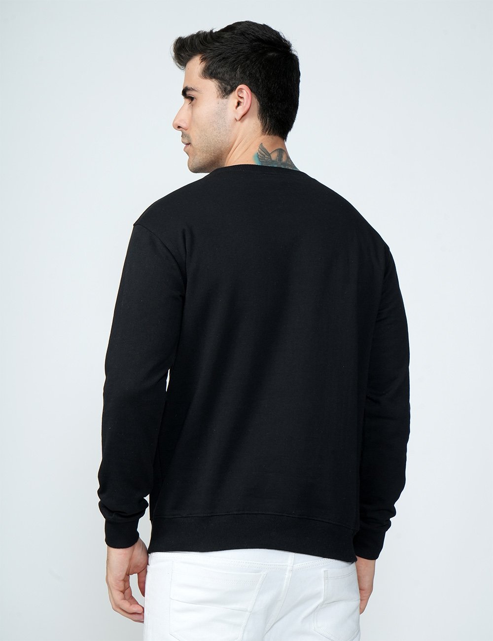 Being Wanted Men's Fullsleeve Round Neck Black Cotton Sweatshirt