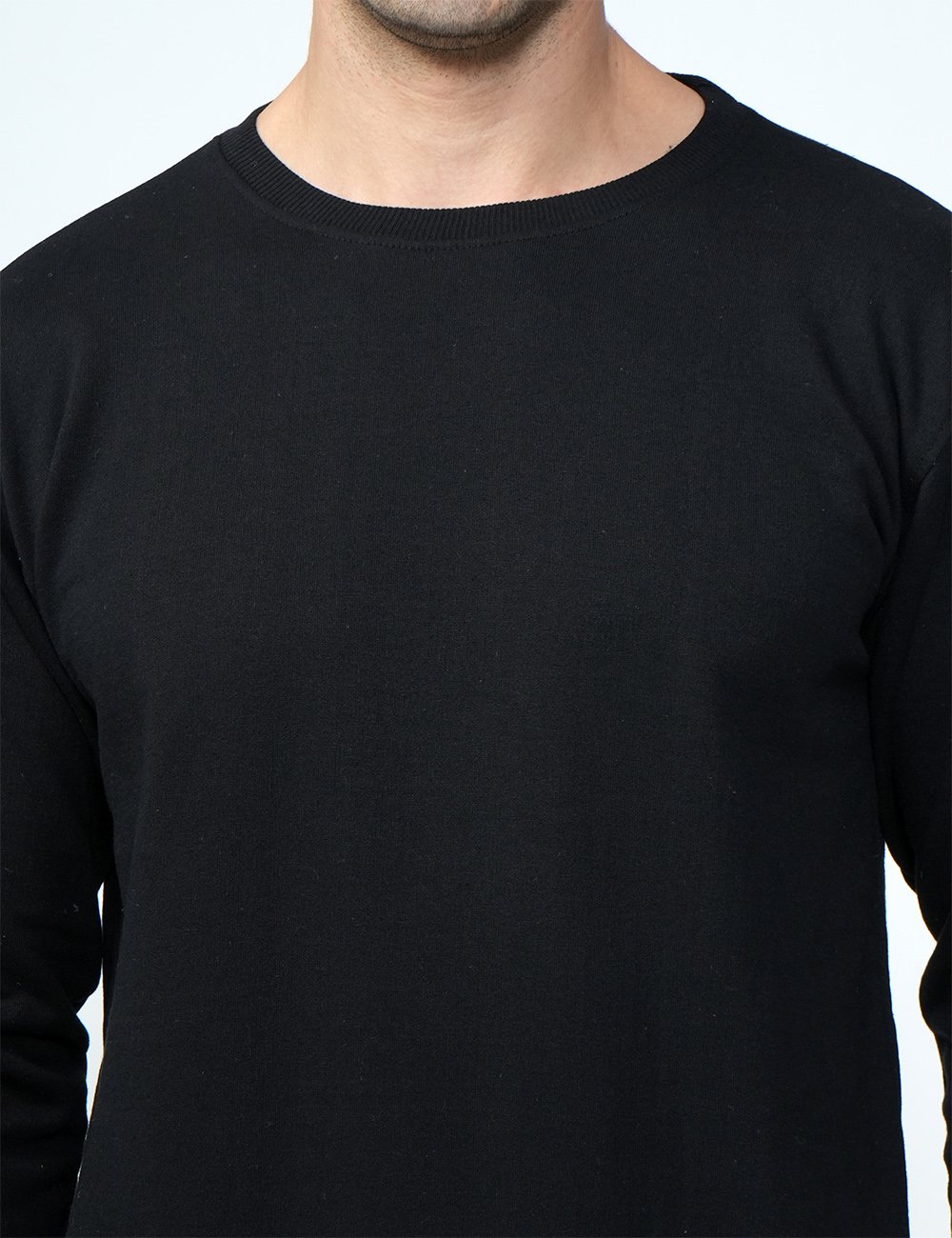 Being Wanted Men's Fullsleeve Round Neck Black Cotton Sweatshirt