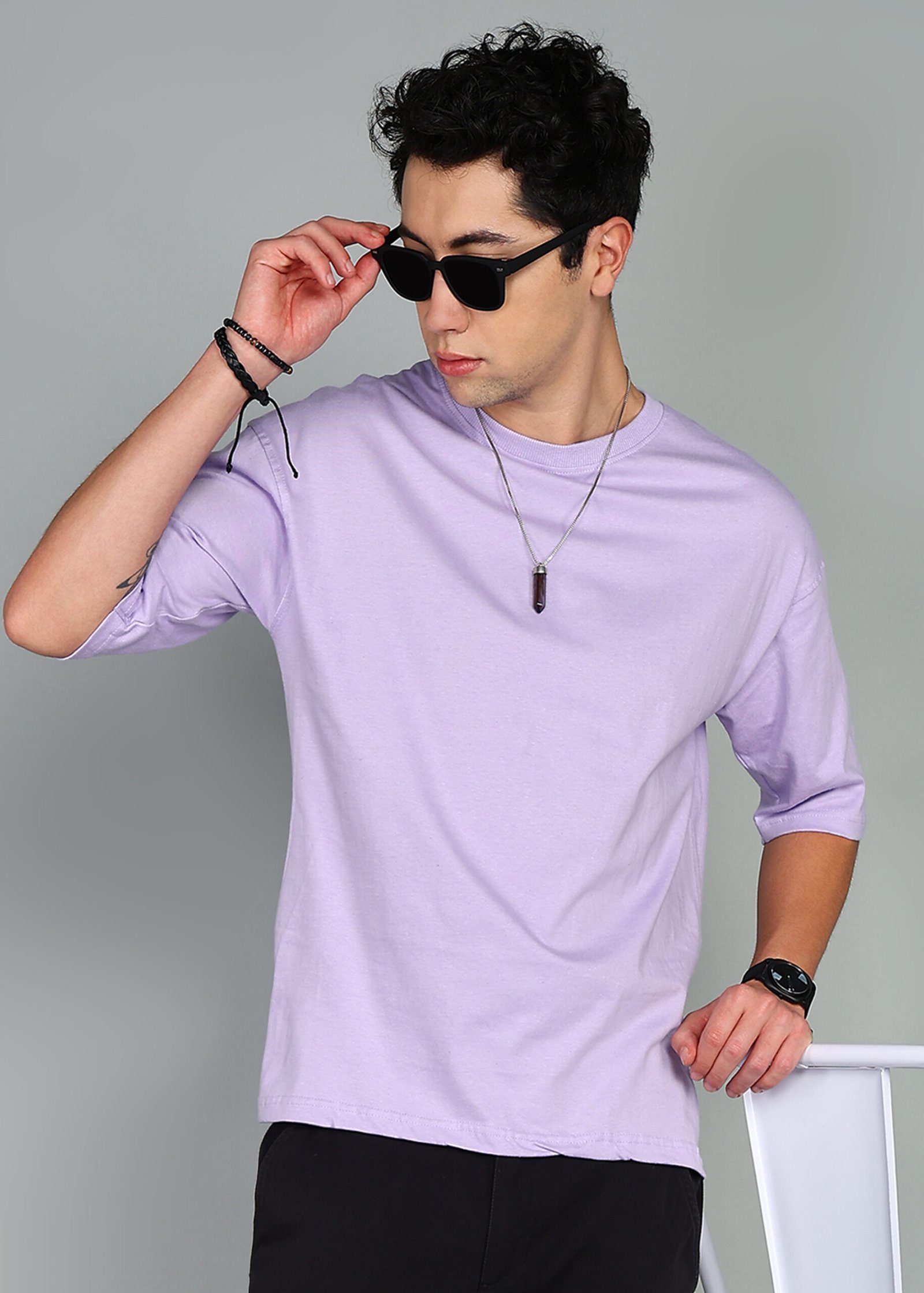 Being Wanted Men's Oversize Purple Cotton Tshirt