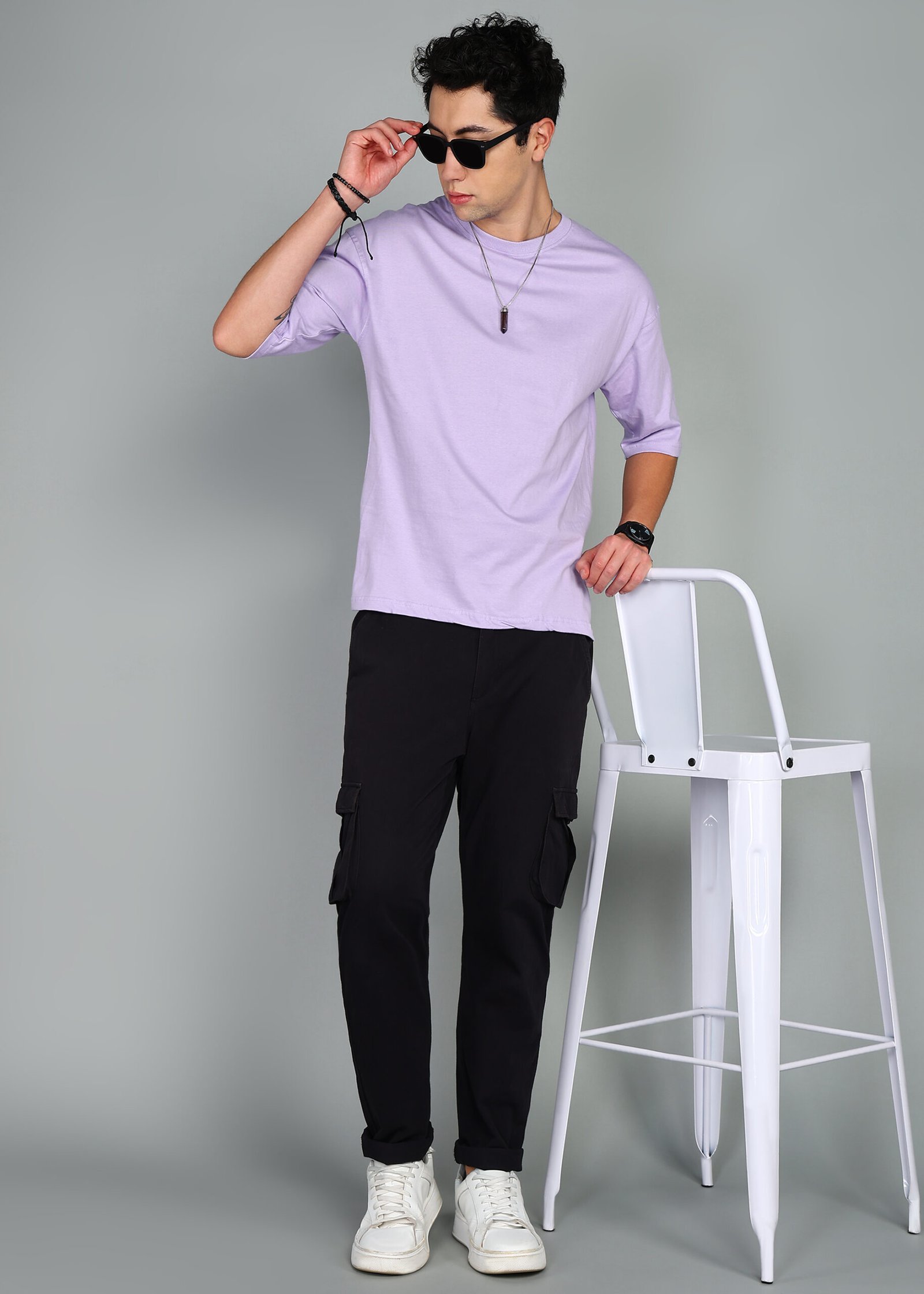 Being Wanted Men's Oversize Purple Cotton Tshirt